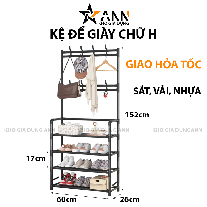 24970_72_20250320095132-1.png Kệ Để Giày 4 Tầng Chữ H Có Móc Treo Quần Áo Và Đồ Dùng 152x60x26cm - KDGCHDN01