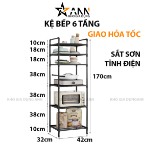 Kệ Nhà Bếp 6 Tầng Bằng Sắt Sơn Tĩnh Điện 170x42x35cm - KNB6T01