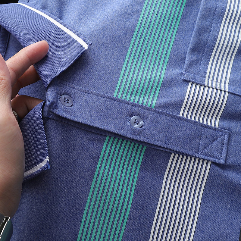 Giá sỉ áo Thun Nam Cổ Bẻ Có Túi Hoạ Tiết Sọc Ngang In Dẻo (Có size 3x)