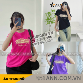 Áo Thun Thái Nữ Cổ Tròn Form Rộng In Chữ Stay Positive Size L (55-75kg) - AG1451