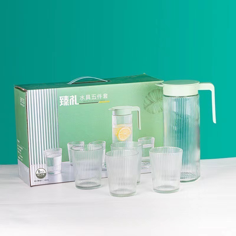 Bộ Bình Thủy Tinh Chịu Nhiệt 5 Món Hoạ Tiết Vân Sọc Bộ Bình Thủy Tinh Chịu Nhiệt 5 Món Hoạ Tiết Vân Sọc