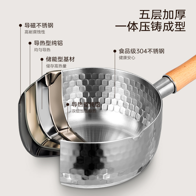 Shop sỉ chảo Sâu Lòng Inox Cán Gỗ 18x16cm Shop sỉ chảo Sâu Lòng Inox Cán Gỗ 18x16cm