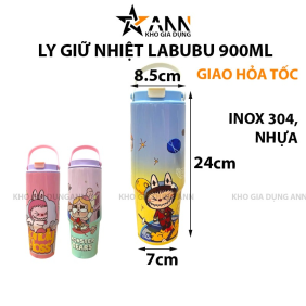 Ly Giữ Nhiệt Labubu Loang Màu Có Quai Xách 900ml - BGNLBB02