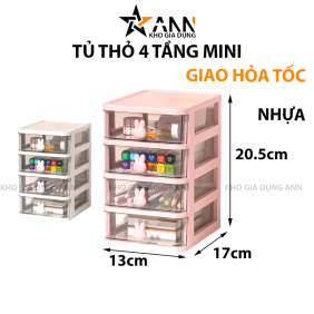 Tủ Nhựa Để Bàn Mini 4 Tầng Có Tay Cầm Thỏ - TN4TMN