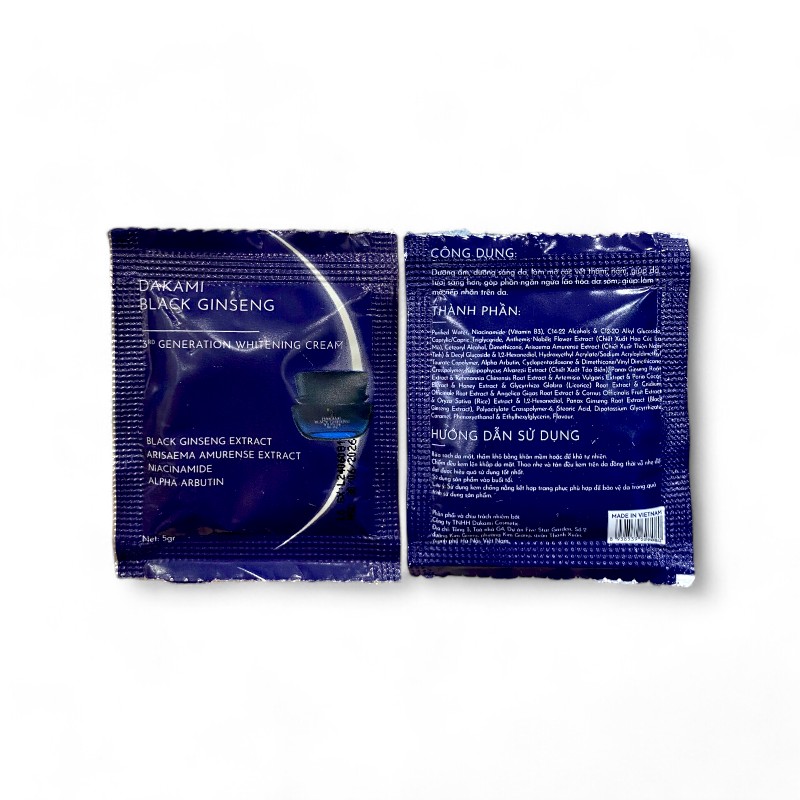 Mẫu Test Kem Face Nám Nhân Sâm Đen Dakami Black Ginseng Ban Đêm Mini 5gr