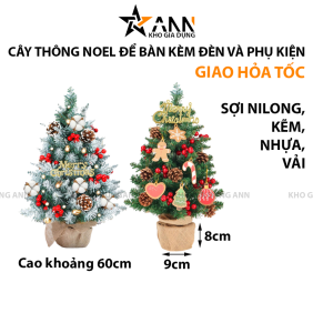 Cây Thông Noel Để Bàn Trang Trí Giáng Sinh Kèm Đèn và Phụ Kiện Size 60cm - CTNDB02