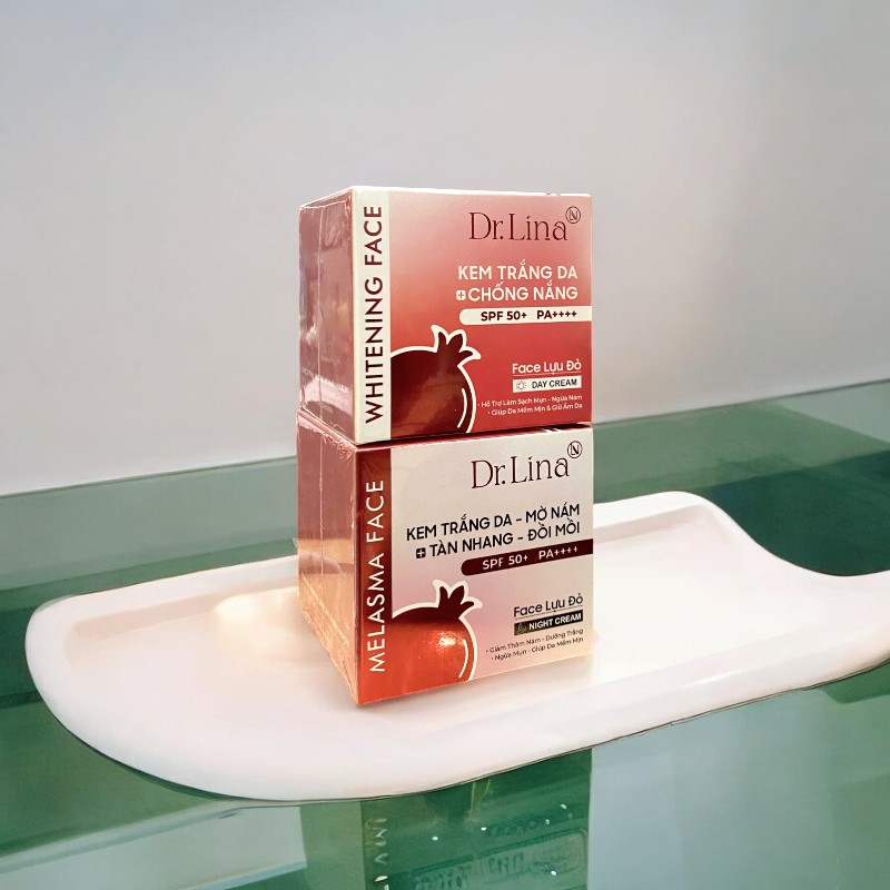25355_z5889526309446-9da727ca67ee0dbc517e453a226f44ef-photoroom_20241002171027-3.jpg Combo Kem Face Dưỡng Trắng Da Mặt Dr.Lina Lựu Đỏ Ngày Đêm 25g Hỗ Trợ Trắng Da Mờ Nám - CBKFLD