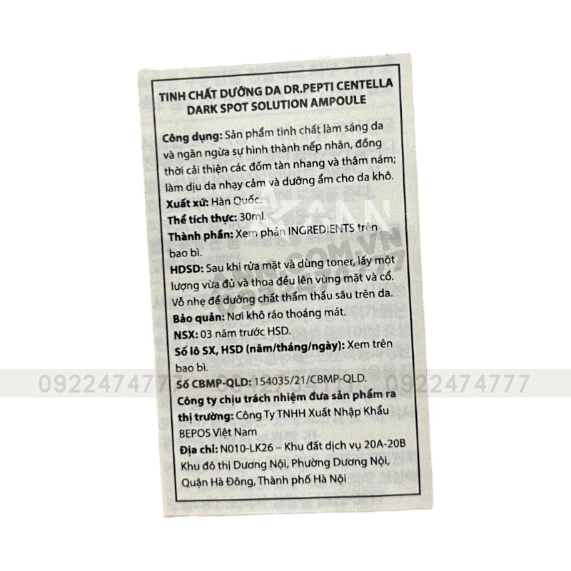 Serum Dr.Pepti Hàn Quốc Chiết Xuất Rau Má Centella Dark Spot Solution Ampoule 30ml Serum Dr.Pepti Hàn Quốc Chiết Xuất Rau Má Centella Dark Spot Solution Ampoule 30ml