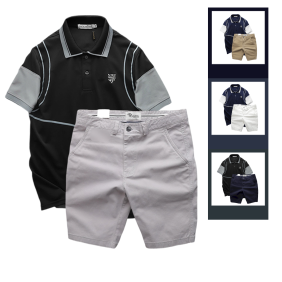 Set Bộ Nam Áo Thun Polo Pack Horse Logo Thêu Nổi In Chữ Trinity + Quần Short Kaki Cao Cấp