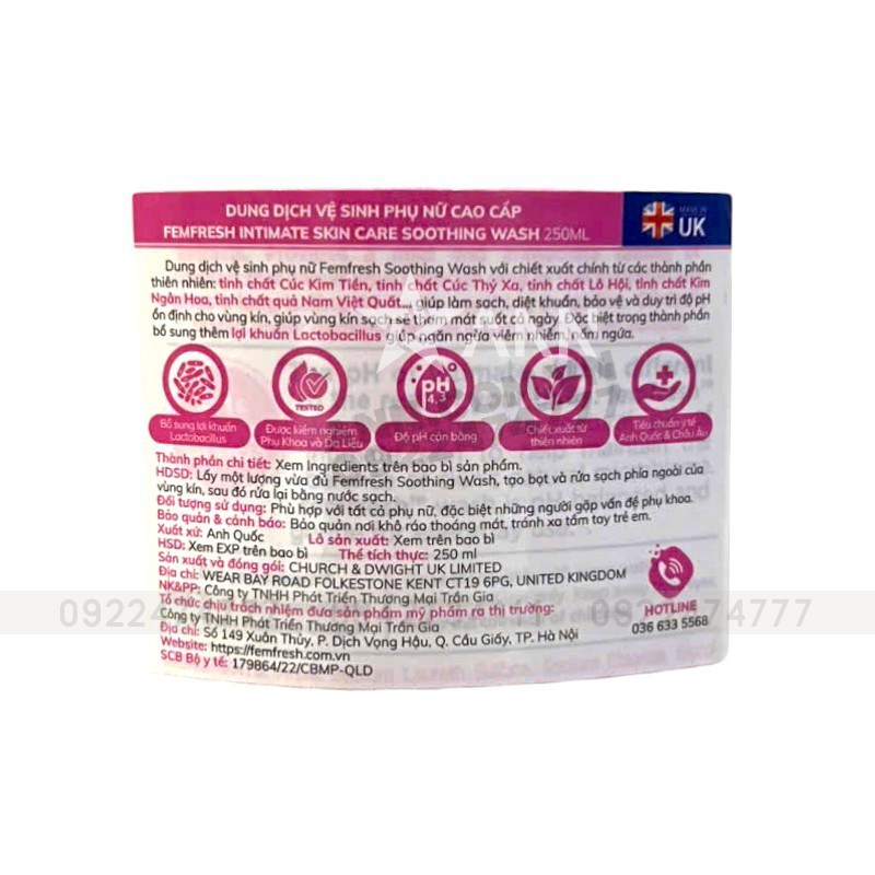 Dung Dịch Vệ Sinh Phụ Nữ Femfresh Soothing Wash Màu Hồng - Dành Cho Da Nhạy Cảm 250ml Dung Dịch Vệ Sinh Phụ Nữ Femfresh Soothing Wash Màu Hồng - Dành Cho Da Nhạy Cảm 250ml
