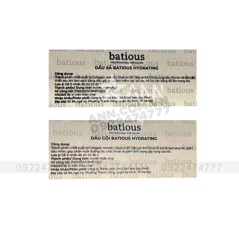 Kho sỉ combo Dầu Gội Xả Batious Hydrating Shampoo Màu Trắng - Dành Cho Tóc Khô Xơ 500ml Kho sỉ combo Dầu Gội Xả Batious Hydrating Shampoo Màu Trắng - Dành Cho Tóc Khô Xơ 500ml