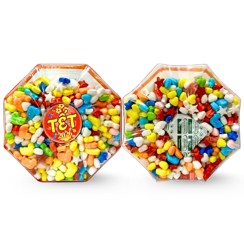 Giá sỉ hộp Kẹo Ngũ Sắc Bát Giác 300G Hộp Quà Tết 2026 Giá sỉ hộp Kẹo Ngũ Sắc Bát Giác 300G Hộp Quà Tết 2026