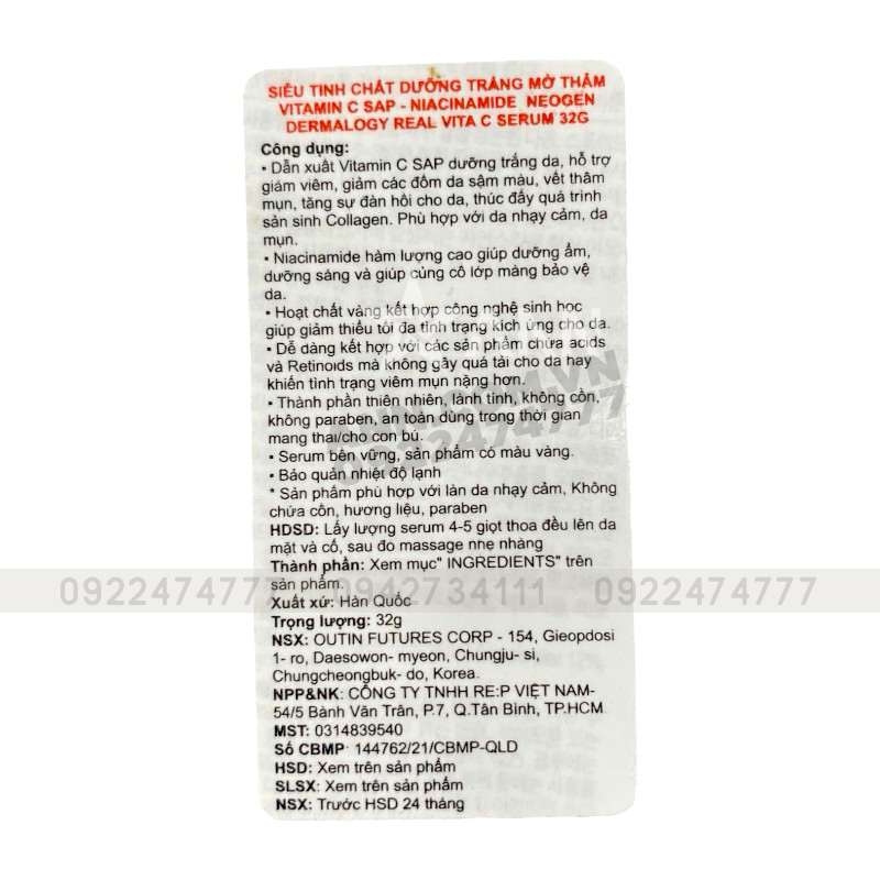 Chuyên sỉ serum Neogen Dermalogy Real Vitamin C 22% 32g Hỗ Trợ Dưỡng Sáng Da Chuyên sỉ serum Neogen Dermalogy Real Vitamin C 22% 32g Hỗ Trợ Dưỡng Sáng Da