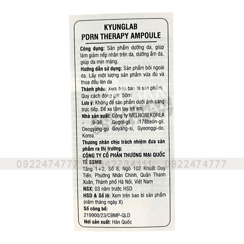Kho sỉ serum Tế Bào Gốc Kyung Lab PDRN Therapy Ampoule Hàn Quốc 50ml Kho sỉ serum Tế Bào Gốc Kyung Lab PDRN Therapy Ampoule Hàn Quốc 50ml