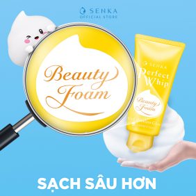 Sữa Rửa Mặt Senka Perfect Whip Vitamin C Màu Vàng Sáng Mịn Mờ Thâm 120g