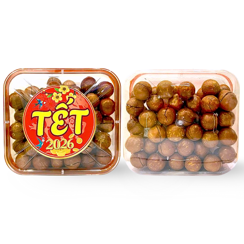 Hộp Hạt Macca Tây Nguyên Hộp Vuông Tròn 550G Hộp Tết Hộp Hạt Macca Tây Nguyên Hộp Vuông Tròn 550G Hộp Tết