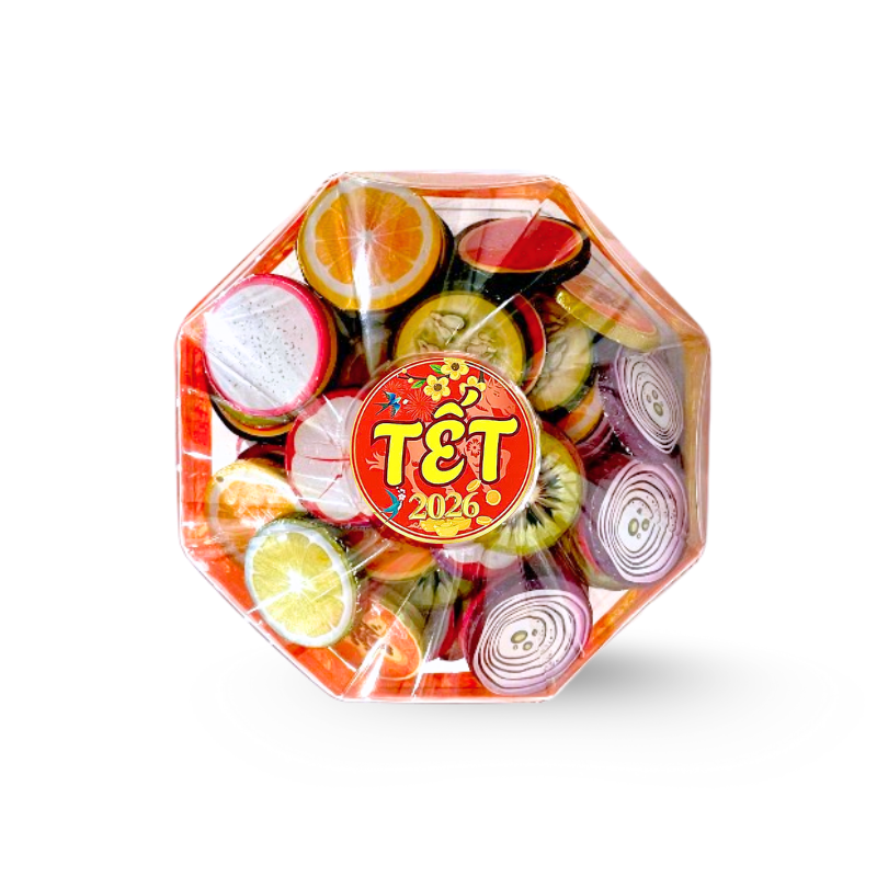 Kho sỉ hộp Hộp Socola Trái Cây 3D Bát Giác 250G Hộp Tết Kho sỉ hộp Hộp Socola Trái Cây 3D Bát Giác 250G Hộp Tết