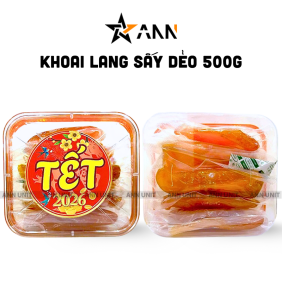 Hộp Khoai Lang Sấy Dẻo Hộp Vuông Tròn 500G Hộp Tết - KLSDHHCN500