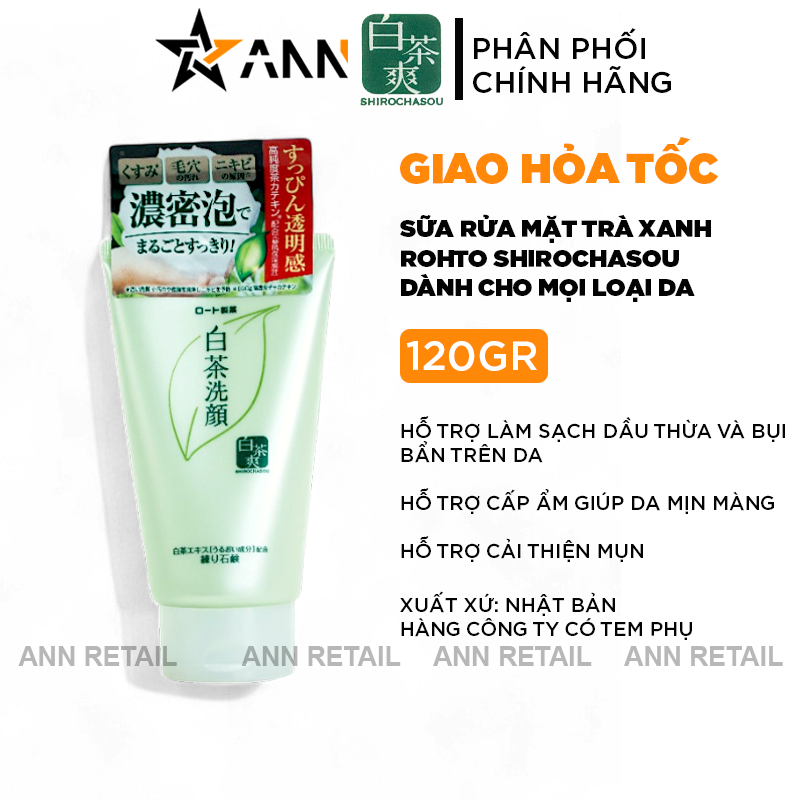 25758_1_20241114093615-2.png Sữa Rửa Mặt Rohto Shirochasou Trà Xanh Nhật Bản 120g - 4987241122622