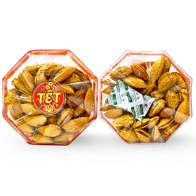 Kho sỉ hộp Hạnh Nhân Rang Bơ Bát Giác 180G Hộp Quà Tết 2026 Kho sỉ hộp Hạnh Nhân Rang Bơ Bát Giác 180G Hộp Quà Tết 2026
