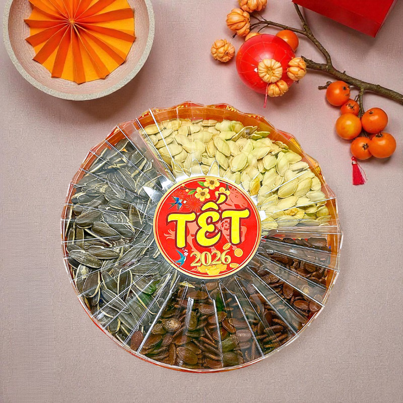 Set Hộp Mix Hạt 3 Vị (Hạt Dưa, Hạt Hướng Dương, Hạt Bí Trắng) Sun Khía 3 Ngăn 300G Hộp Tết Set Hộp Mix Hạt 3 Vị (Hạt Dưa, Hạt Hướng Dương, Hạt Bí Trắng) Sun Khía 3 Ngăn 300G Hộp Tết