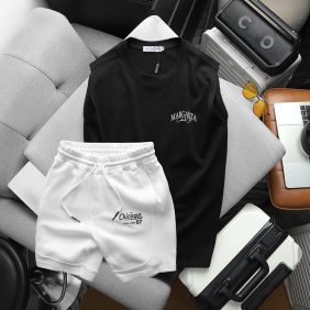 Set Bộ Nam Áo Thun 3 Lỗ In Chữ Margarita Cocktail Club + Quần Short Thun Chicago Cao Cấp