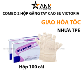Combo 2 Hộp Găng Tay Cao Su Victoria Size M L Siêu Dai - Hộp 100 Cái Găng Tay Làm Bếp Rửa Chén Đa Năng Dùng 1 Lần - GTCSML
