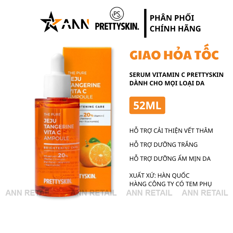 25917_38_20250319181036-1.png Serum Prettyskin The Pure Jeju Tangerine Vita C Ampoule 52ml - 8809733215208