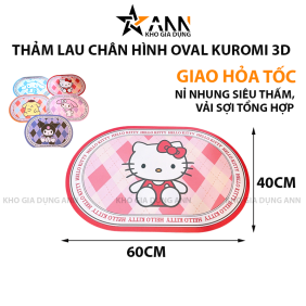 Thảm Lau Chân Hình Oval Kuromi 3D Chống Trượt 60x40cm - TLCHO