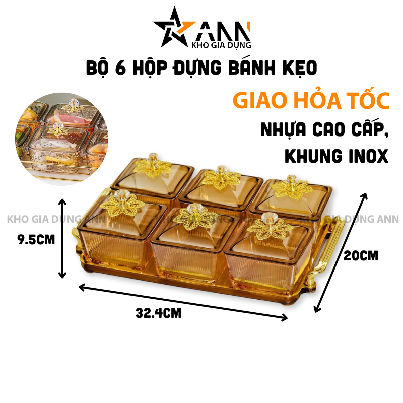 25942_284_20250320113707.png Bộ 6 Hộp Mứt - Khay Đựng Mứt Tết - Hũ Đựng Hoa Quả Bằng Nhựa 9.5x32.4x20cm - KMBK6