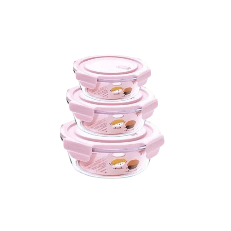 Set 3 Hộp Đựng Thực Phẩm - Hộp Thuỷ Tinh Tròn 420 - 680 - 950ml Set 3 Hộp Đựng Thực Phẩm - Hộp Thuỷ Tinh Tròn 420 - 680 - 950ml