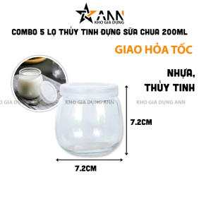 Combo 5 Lọ Thủy Tinh Đựng Sữa Chua - Hủ Sữa Chua Béo Ú 200ml - LTTDSC5