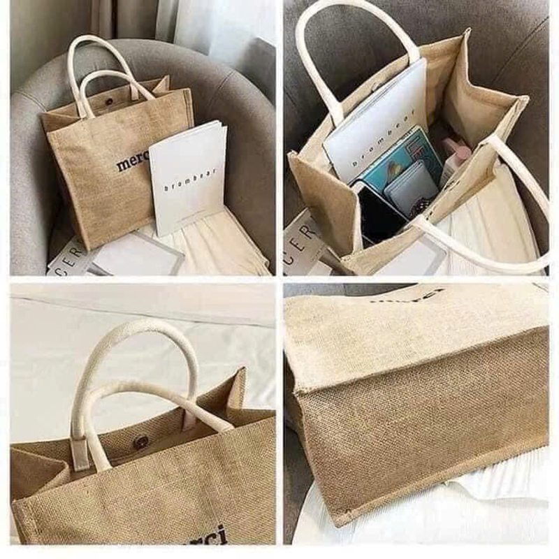 25975_z6225748976050-ef84790e9e78371017b163b2517c5540_20250117141158-11.jpg Túi Cói Merci - Túi Xách In Chữ Đơn Giản 36x31x19cm - TCHTDG02