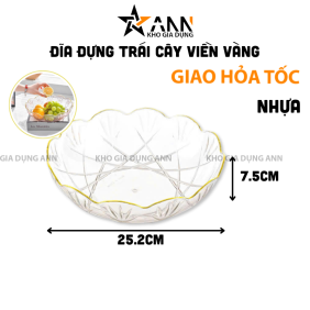 Đĩa Nhựa Đựng Trái Cây Viền Vàng Sang Trọng 25.2x7.5cm - DDTC01