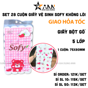 Set 28 Cuộn Giấy Vệ Sinh Sofy - Giấy Vệ Sinh Không Lõi Cao Cấp - KG01
