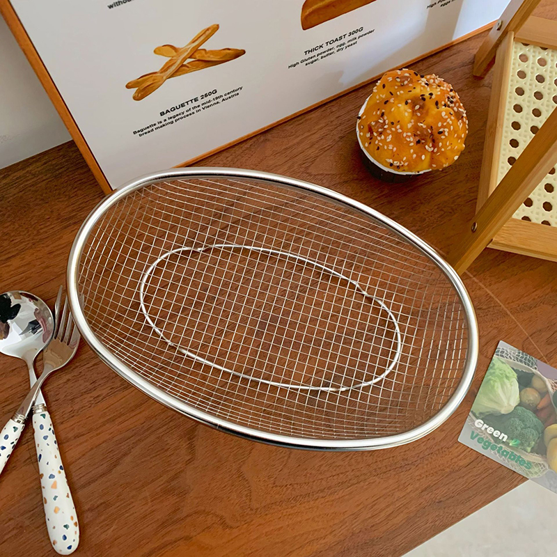 Bỏ sỉ rổ Lưới Bầu Dục To - Rổ Lưới Inox Rửa Đựng Hoa Quả 31x22.5x7cm Bỏ sỉ rổ Lưới Bầu Dục To - Rổ Lưới Inox Rửa Đựng Hoa Quả 31x22.5x7cm