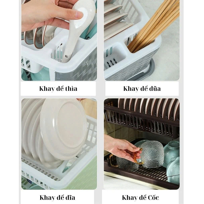 Shop sỉ kệ Úp Chén Đĩa Có Khay Hứng Nước - Rổ Úp Bát Nhựa Cao Cấp 41x27.5x18.5cm Shop sỉ kệ Úp Chén Đĩa Có Khay Hứng Nước - Rổ Úp Bát Nhựa Cao Cấp 41x27.5x18.5cm