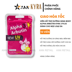 Viên Bột Kích Trắng Body Kyra Alpha Arbutin 3 Plus+ Thái Lan Hỗ Trợ Chống Nắng- Túi 10 Viên - 1016100017044