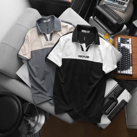 Áo Thun Cổ Bẻ Phối Màu Và Thêu Chữ Discipline (Có Size 3XL)