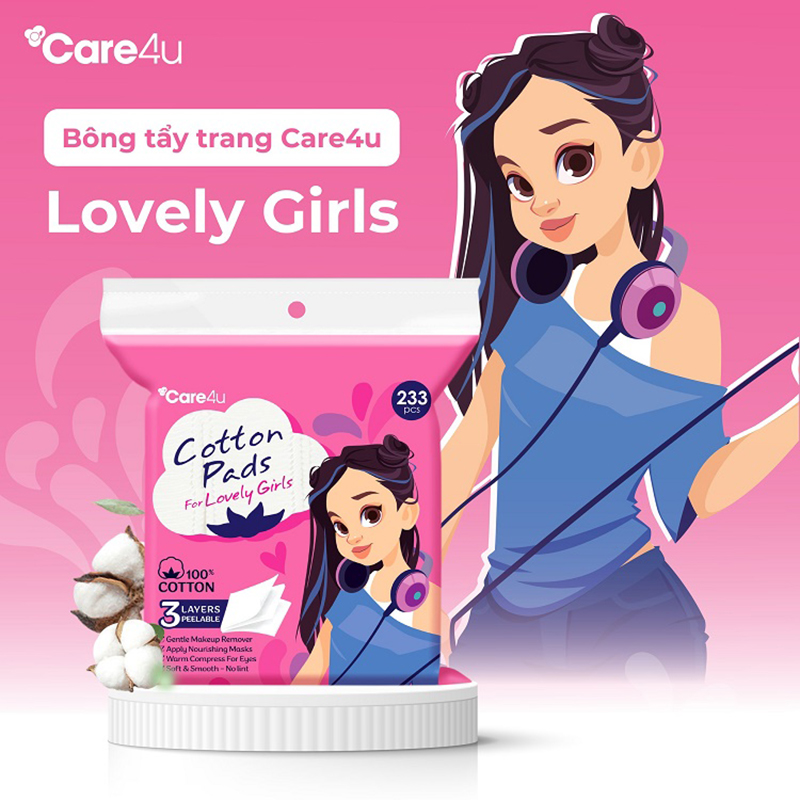 26134_featured_20240924-tewpqvjt_20250311184512 Bông Tẩy Trang Care4u Cotton Pads For Lovely Girl Vuông - 233 Miếng
