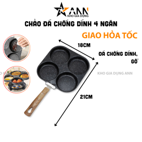 Chảo 4 Ngăn Xài Được Tất Cả Loại Bếp - Chảo Đá Chống Dính Cao Cấp 21x18cm - C4NCD01