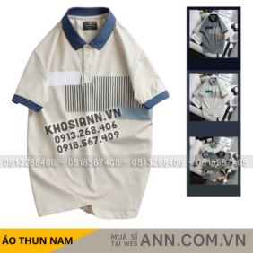Áo Thun Nam Cổ Bẻ Họa Tiết Sọc Dọc Có Viền Bo Tay Áo (Có Size 3XL) - CS247