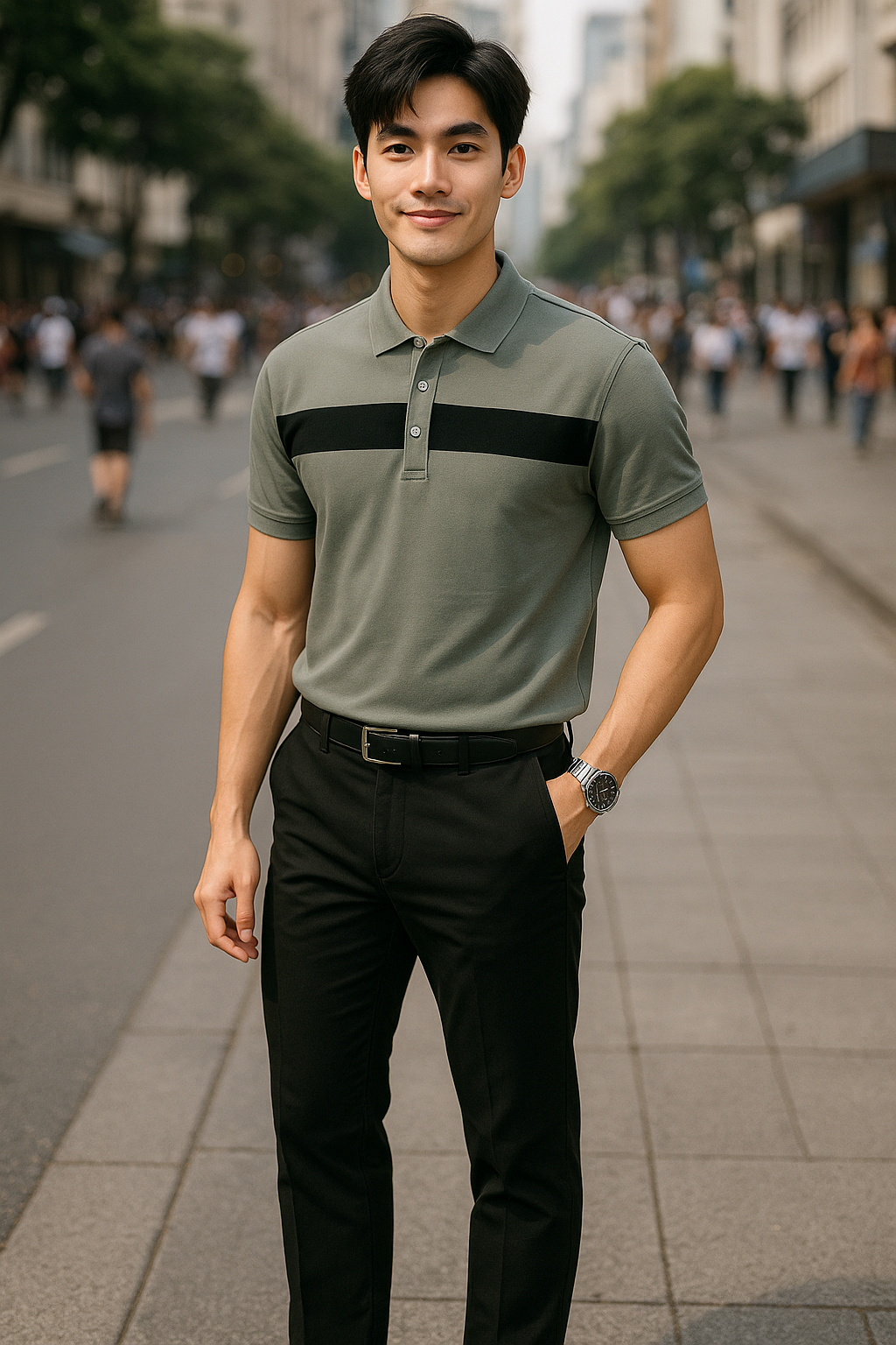 Áo Thun Nam Cổ Bẻ Họa Tiết Sọc Ngang Trước Ngực Bền Đẹp (Có Size 3XL) Áo Thun Nam Cổ Bẻ Họa Tiết Sọc Ngang Trước Ngực Bền Đẹp (Có Size 3XL)