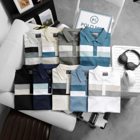 Áo Thun Nam Cổ Bẻ Phối Hai Sọc Ngang Trước Ngực (Có Size 3XL)