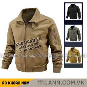 Áo Khoác Kaki Dày Lót Dù Nam Cổ Bẻ Có Túi Trong Cao Cấp Big Size - AK093