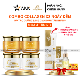 COMBO 7 SẢN PHẨM Collagen X3( 2 FACE NGÀY + 2 FACE ĐÊM+ CHỐNG NẮNG+ SERUM + THẺ CÀO) Mỹ Phẩm Đông Anh - COMBO7SP