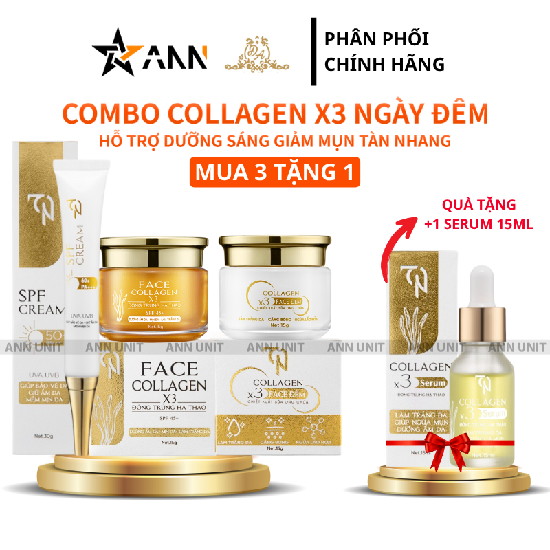 26376_123-25_20251103115530.png COMBO 5 SAN PHAM Collagen X3 ( FACE NGÀY+ FACE ĐÊM+ CHỐNG NẮNG + SERUM) Mỹ Phẩm Đông Anh - COMBO5SANPHAM