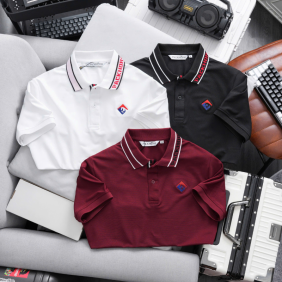 Áo Thun Polo Nam - Áo Thun Nam Cổ Bẻ Thêu Logo Trước Ngực & Phối Sọc Chữ Cổ Áo Bền Đẹp Có Big Size