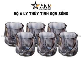 Bộ 6 Cốc Thuỷ Tinh Gợn Sóng - B6CTT