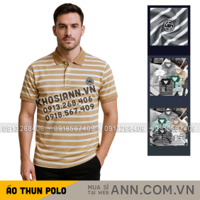 Áo Thun Polo Nam - Áo Thun Nam Phối Sọc Thêu Logo Trước Ngực Trẻ Trung Bigsize - CS278